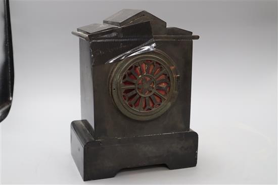 A Victorian slate mantel clock, height 28cm